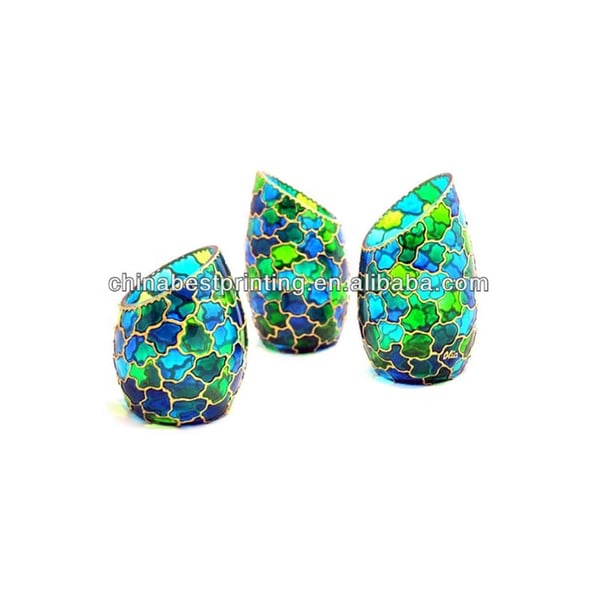 Fashion Glass Candle Holder Green OEM Printing