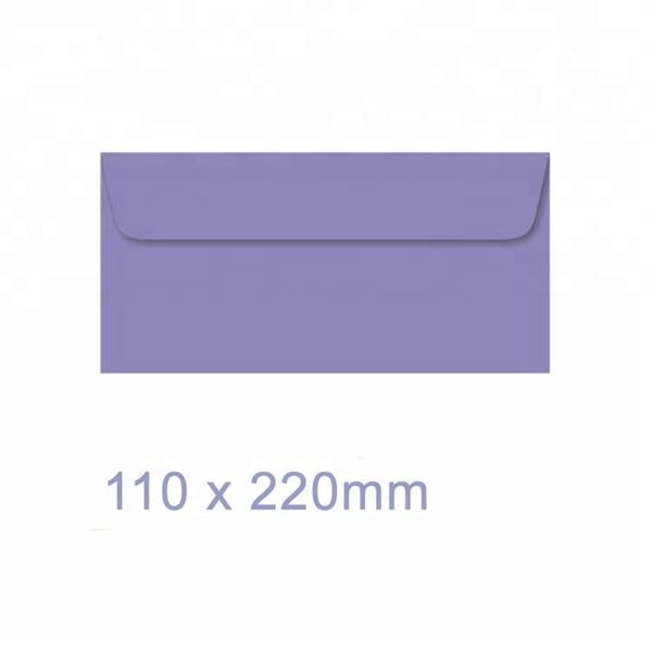 Dl Purple 110x220mm Envelope with Water Based Adhesive Printing