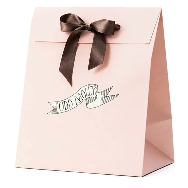 Die Cut Handle Paper Bags Flat Twisted Ribbon Handle Paper Bags