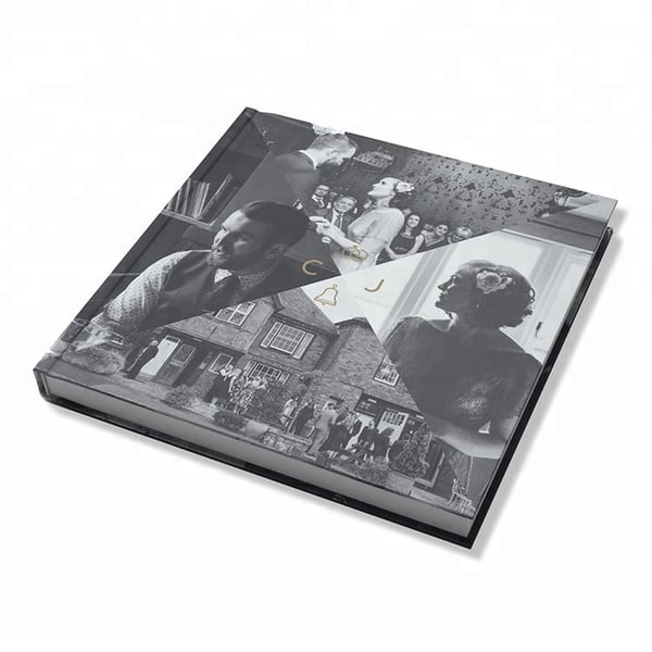 Hard Cover Photobook Embossed Leather 157g Paper 250g Paper Cover Sewing Bound 120 Pages Notebook Printing