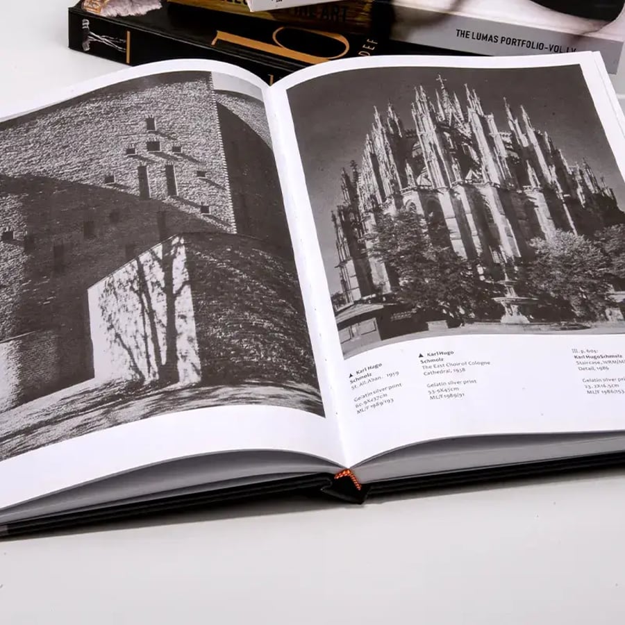 Hardcover book with sewn binding and matte paper