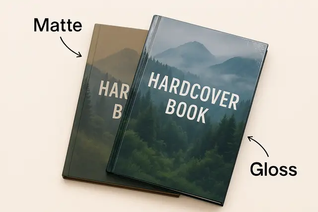 Hardcover book lamination finish options