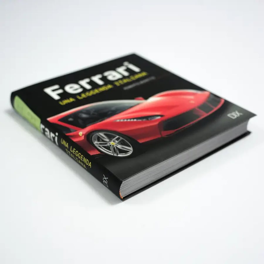 Ferrari coffee table book with car cover photo