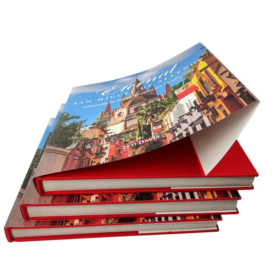 Hardcover book with glossy jacket and vivid color printing