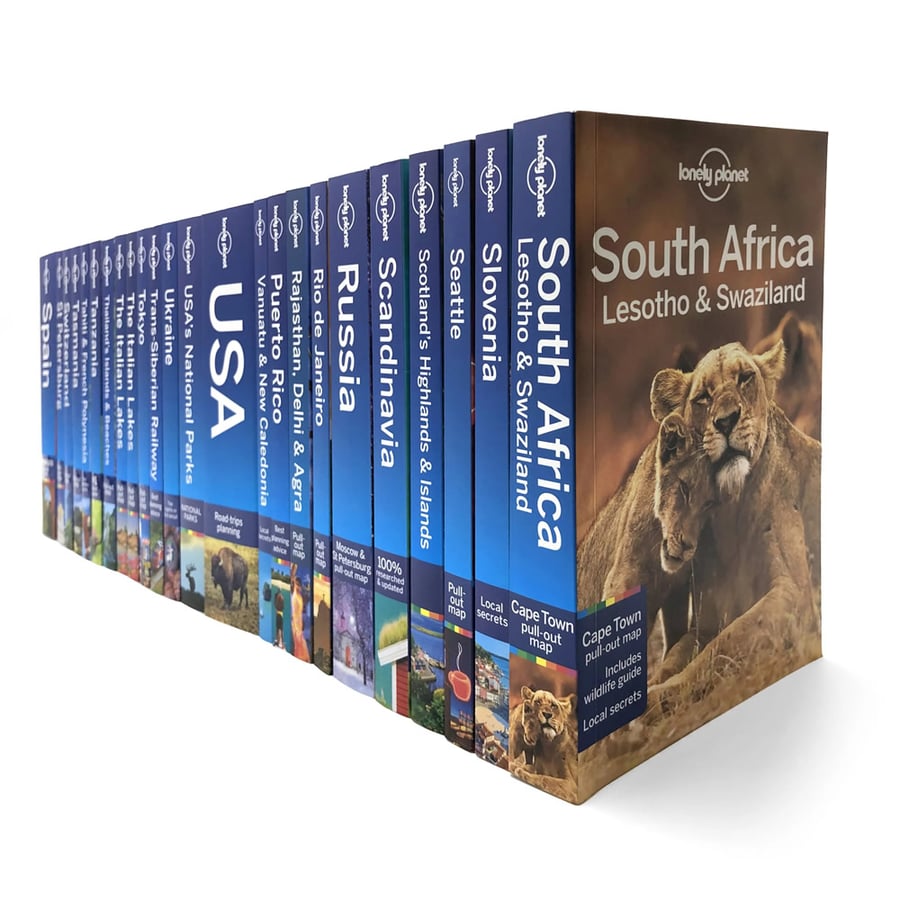 Perfect bound travel guide set with sharp color printing and neat alignment