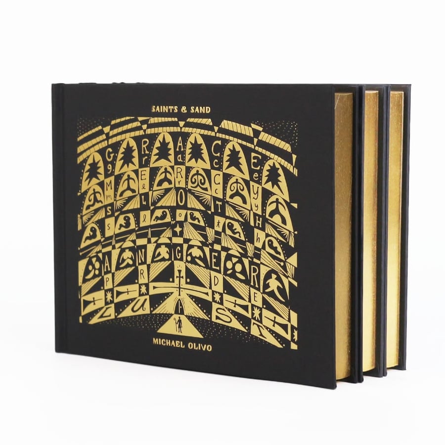 Black edges with gold foil geometric design