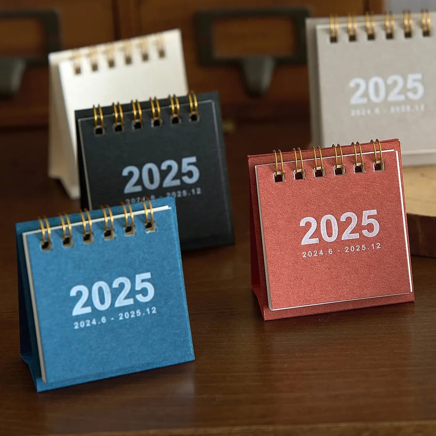 Compact spiral calendars with premium textured covers
