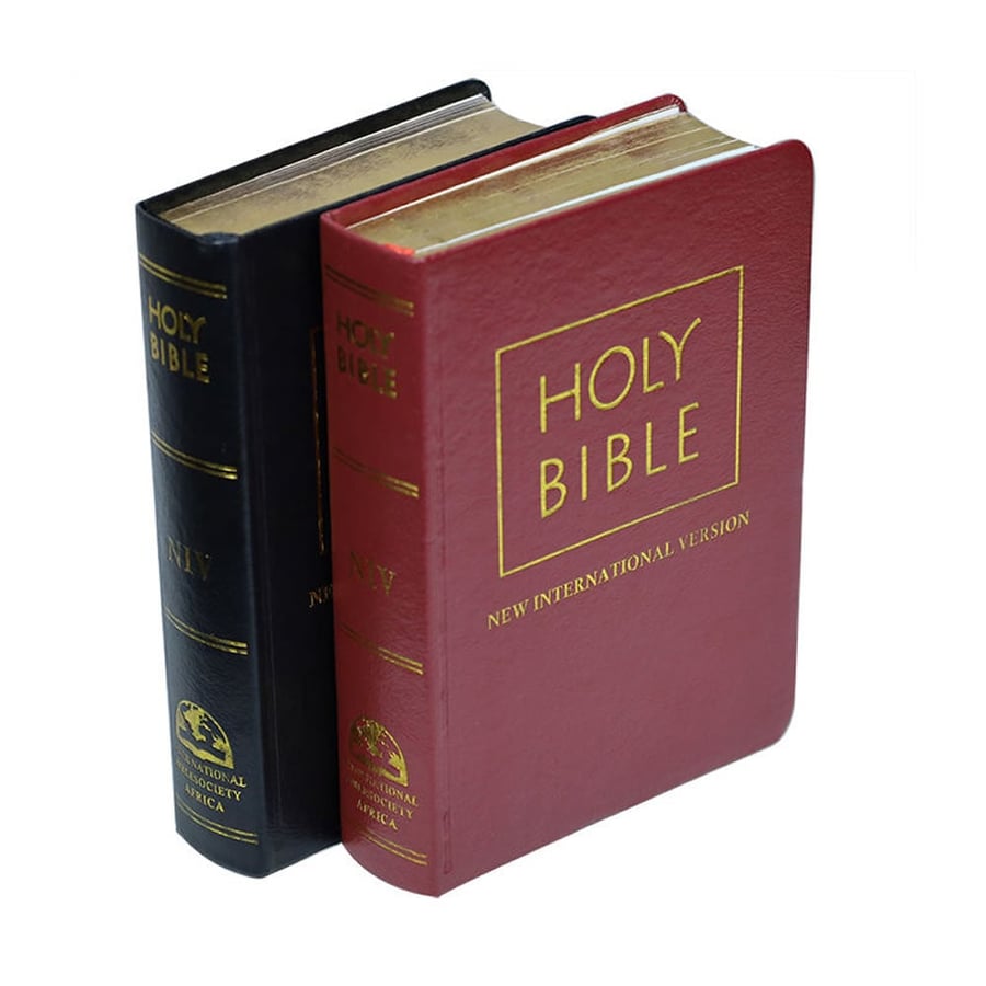 Classic red leather Bible with gilded edges and durable binding