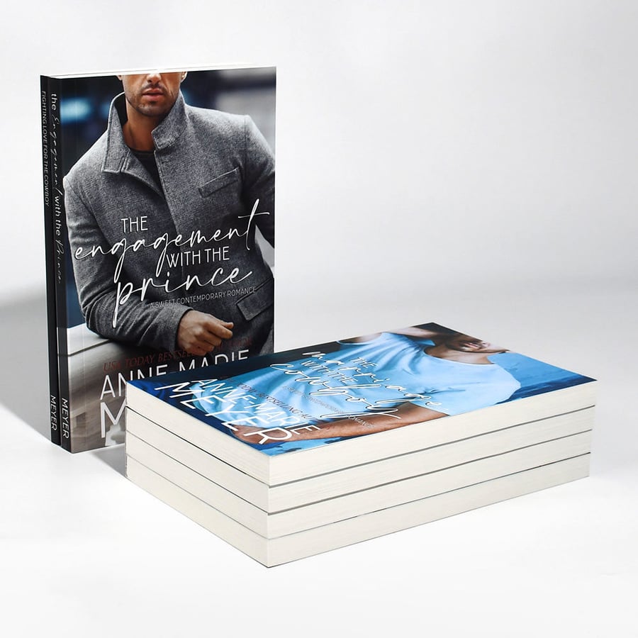Perfect-bound paperback novels with smooth laminated covers.