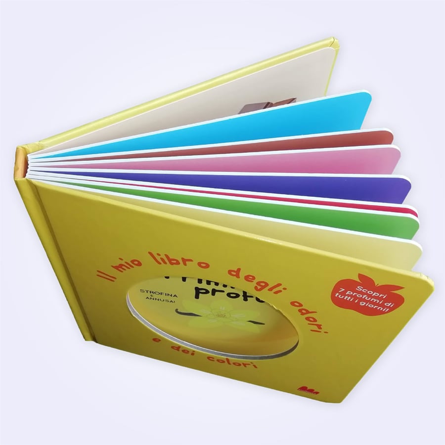 Hardcover board book with colorful thick pages and a cutout cover.