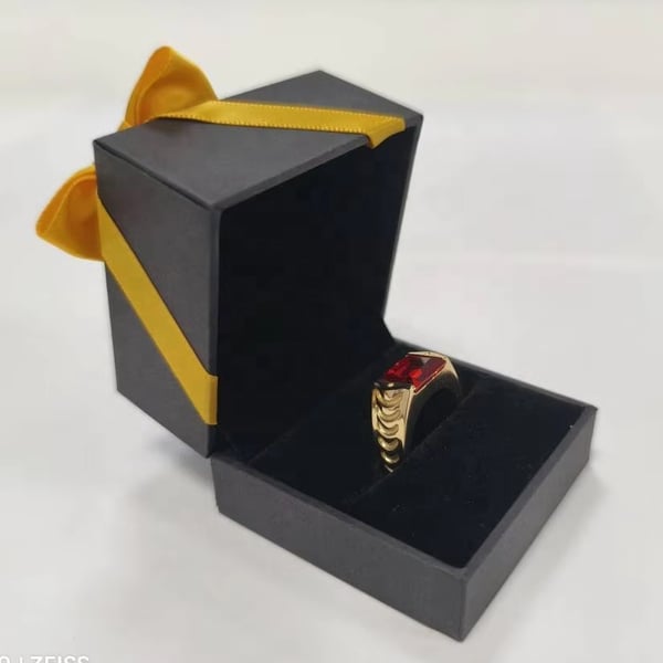 2024 Custom Logo Luxury Ring Packaging Jewelry Box Black Paper with Embossing Hot Selling Watch Ring Box