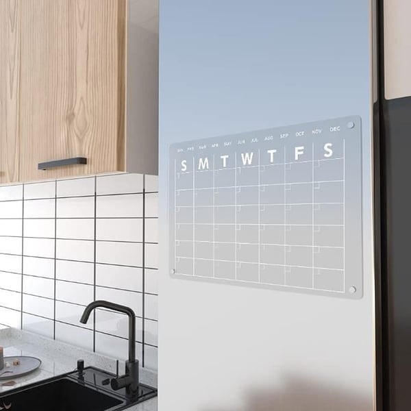 2025 Custom Size Design Clear Acrylic Dry Erase Board Magnetic Fridge Calendar with Pen Fridge Magnetic Notepad