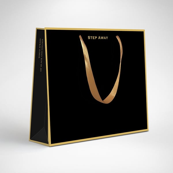Black Gold White Color Large Size Luxury Clothes Jewelry Packaging Custom Design Paper Bag Printing