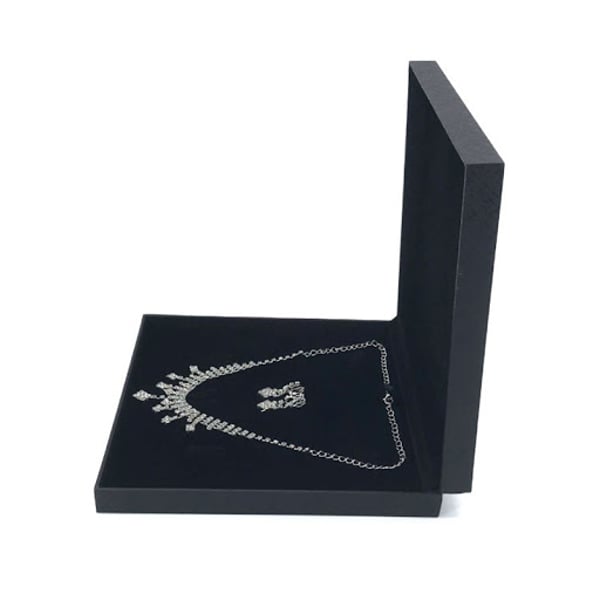 China Factory Custom with Logo Paper Printed Black Gift Necklace Jewelry Box