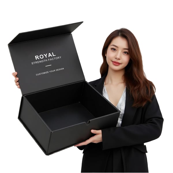 Customized Clothing Gift Box Magnetic Shoes & Clothing Paper Rigid Corrugated Boxes with Black Foil Logo