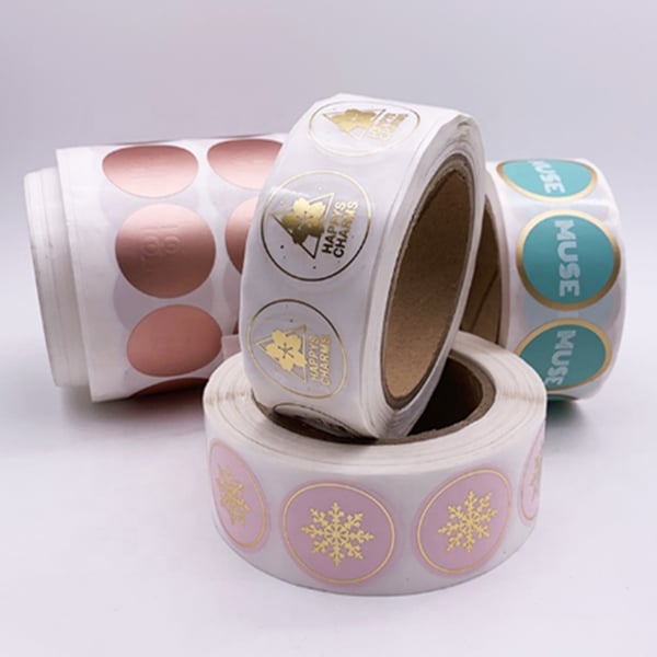 Customized Printing Logo Self Adhesive Clear Gold Foil Circle Stickers Vinyl Transparent Label