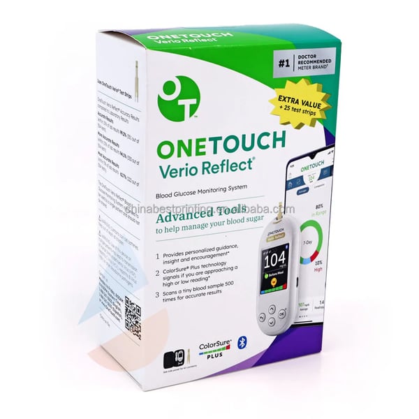 Customized Sugar Meter Packaging Boxes for Small Medical Health Devices Art Paper Matt Lamination Embossing Printing Handling