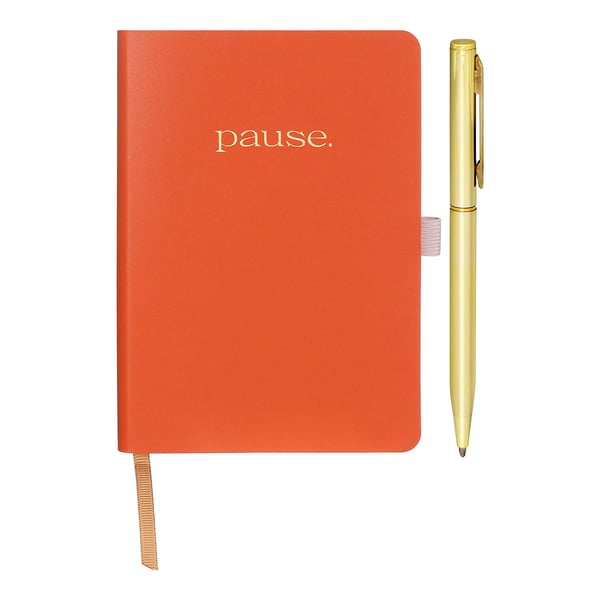 Leather PU Cover Customized Purse Journal Notebook with Gold Foil Title and Pen Holder