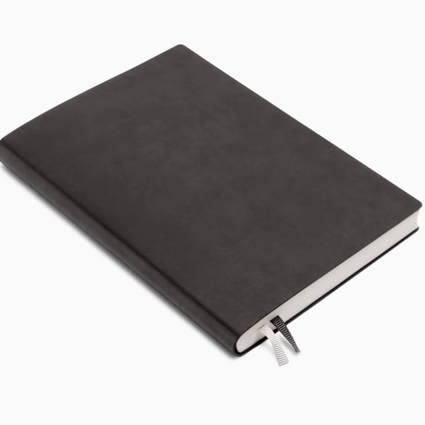 Psychology Black Journal 148 X 210mm Charcoal Grey Vegan Leather Cover 110gsm Ivory Pages Lay-Flat Binding One Ribbon Marker
