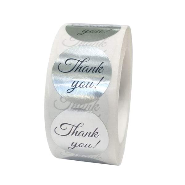 Sliver Color Thank You Sticker Business Adhesive Sticker Floral Paper Label