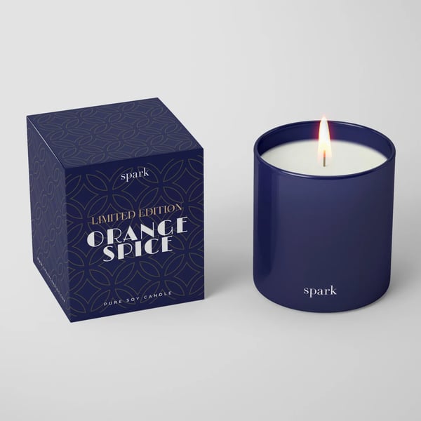 Small MOQ Customized Luxury Navy Color White Foil Stamping Logo Candle Rigid Paper Gift Box Packaging 2.5oz Candle Box